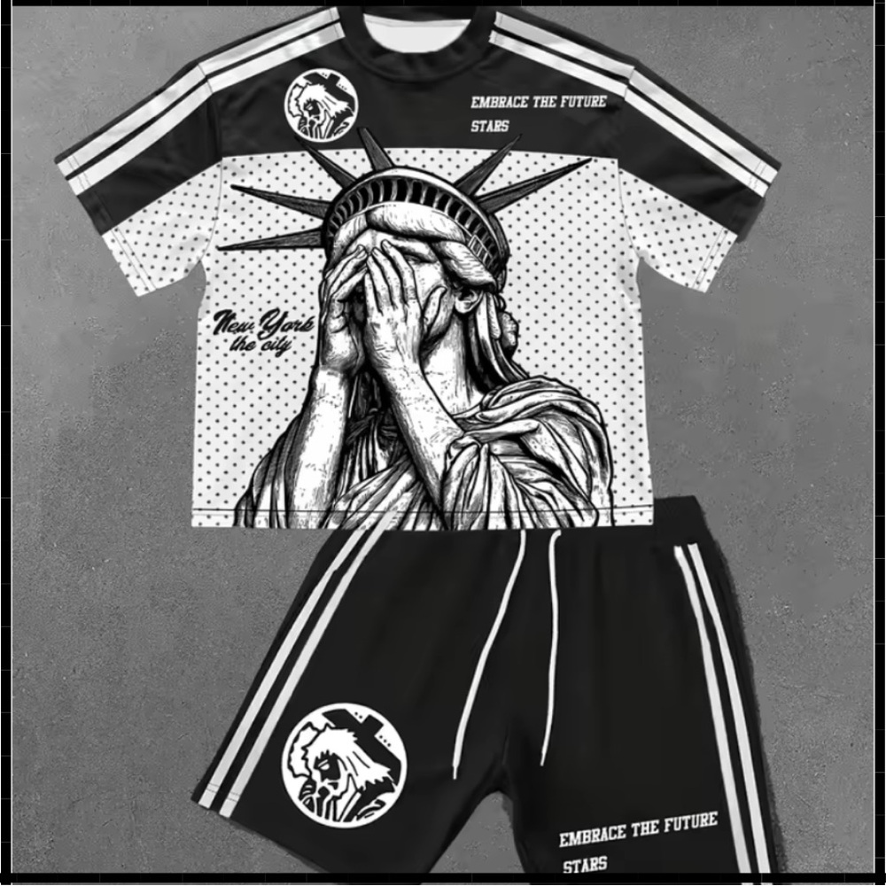 Embrace the Future Graphic Black and White Men's Shirt